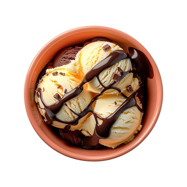 Delicious Ice Cream in Terracotta Bowl